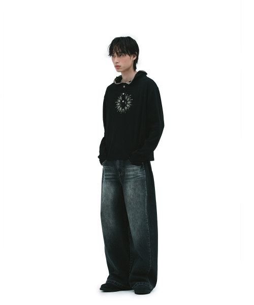 DEFGARMENTS（デフグラメンツ）の「CAT BLUSH WIDE PANTS [BLACK DENIM]（デニムパンツ・レディース・その他・X-SMALL/SMALL/MEDIUM/LARGE）」の5枚目の写真