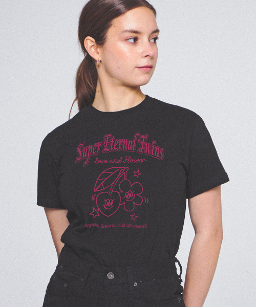 GRAVER（グレーバー）の「[ウーマン]スーパーニュートラルツインズスリム半袖Tシャツ_ブラック（Tシャツ/カットソー・レディース・ブラック・FREE）」の3枚目の写真