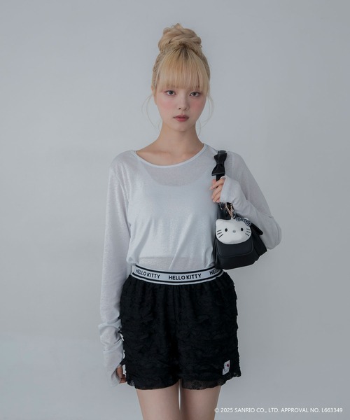 sanrio（サンリオ）の「【HELLO KITTY】ハローキティコラボ ティアードフリルショートパンツ（その他パンツ・レディース・ホワイト/ブラック・FREE）」の5枚目の写真