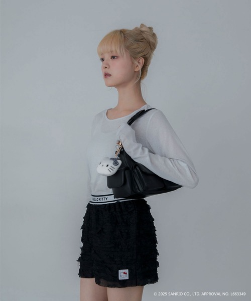 sanrio（サンリオ）の「【HELLO KITTY】ハローキティコラボ ティアードフリルショートパンツ（その他パンツ・レディース・ホワイト/ブラック・FREE）」の6枚目の写真