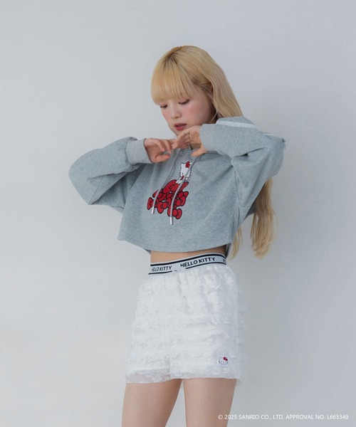 sanrio（サンリオ）の「【HELLO KITTY】ハローキティコラボ ティアードフリルショートパンツ（その他パンツ・レディース・ホワイト/ブラック・FREE）」の18枚目の写真