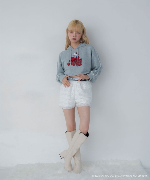 sanrio（サンリオ）の「【HELLO KITTY】ハローキティコラボ ティアードフリルショートパンツ（その他パンツ・レディース・ホワイト/ブラック・FREE）」の20枚目の写真