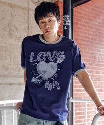 XTT137ピアスベージュリンガーTシャツ(NAVY)