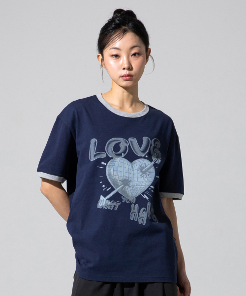XTONZ（エクストーンズ）の「XTT137ピアスベージュリンガーTシャツ（NAVY）（Tシャツ/カットソー・メンズ・その他・LARGE/MEDIUM）」の2枚目の写真