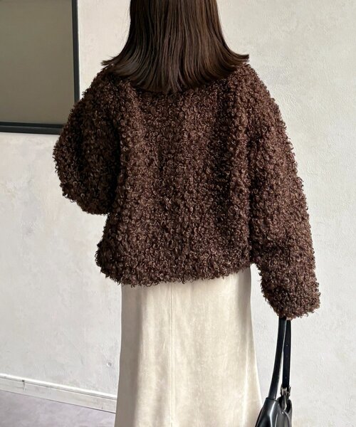 Thevon(ゼボン)の「プードルファーミドルジャケット(ブルゾン・レディース・アイボリー/ブラウン・FREE)」の17枚目の写真