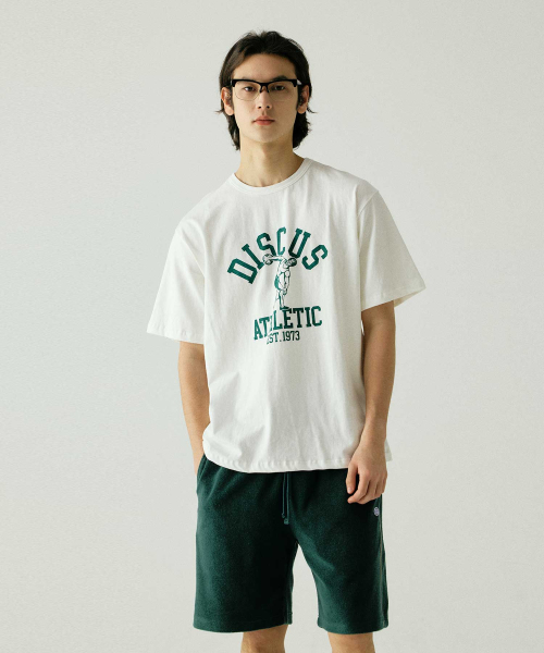 DISCUS ATHLETIC(ディスカス アスレチック)の「ヘビーウェイトセンターロゴTシャツオフホワイト(Tシャツ/カットソー・メンズ・その他・MEDIUM/LARGE/X-LARGE/XX-LARGE)」の1枚目の写真