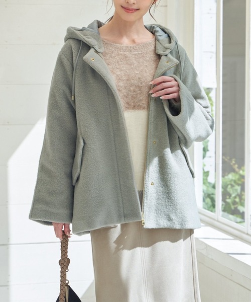 ikka(イッカ)の「【雑誌InRed1月号掲載】ブークレー2WAYフードコート(ブルゾン・レディース・ミント/アイボリー/チャコール・S/L/M)」の8枚目の写真