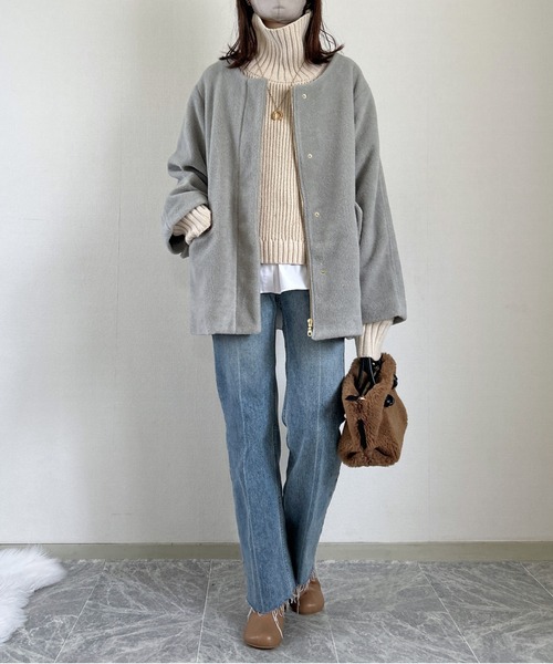 ikka(イッカ)の「【雑誌InRed1月号掲載】ブークレー2WAYフードコート(ブルゾン・レディース・ミント/アイボリー/チャコール・S/L/M)」の12枚目の写真