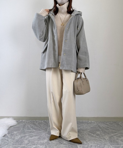 ikka(イッカ)の「【雑誌InRed1月号掲載】ブークレー2WAYフードコート(ブルゾン・レディース・ミント/アイボリー/チャコール・S/L/M)」の14枚目の写真