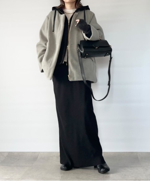 ikka(イッカ)の「【雑誌InRed1月号掲載】ブークレー2WAYフードコート(ブルゾン・レディース・ミント/アイボリー/チャコール・S/L/M)」の21枚目の写真