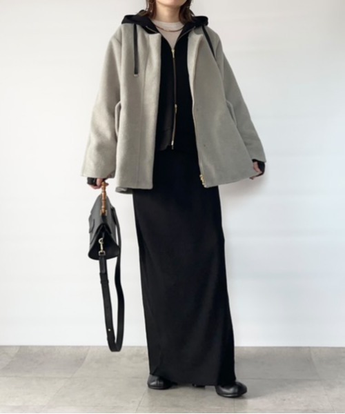 ikka(イッカ)の「【雑誌InRed1月号掲載】ブークレー2WAYフードコート(ブルゾン・レディース・ミント/アイボリー/チャコール・S/L/M)」の22枚目の写真