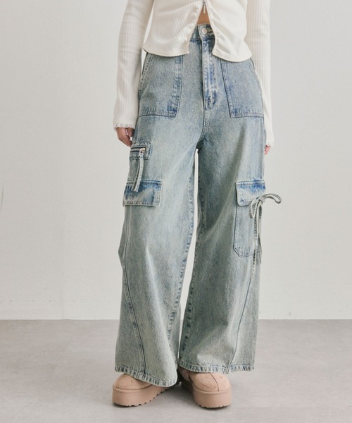 OLIVE des OLIVE（オリーブデオリーブ）の「デニムカーゴワイドパンツ（カーゴパンツ・レディース・レオパード/ブルー・SMALL/MEDIUM）」の10枚目の写真