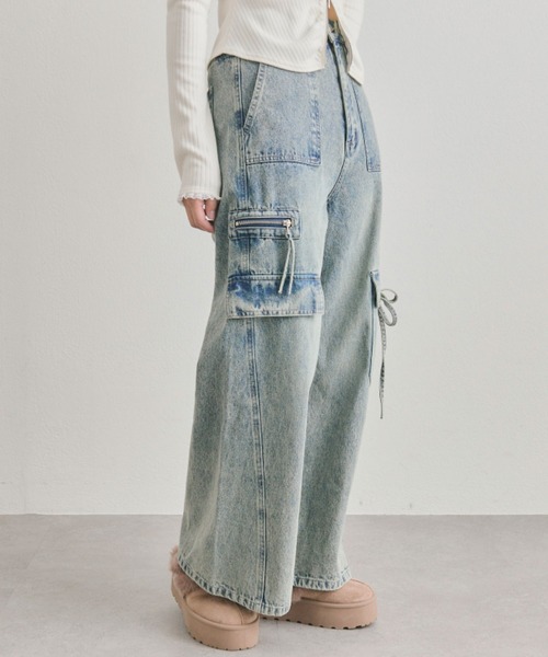 OLIVE des OLIVE（オリーブデオリーブ）の「デニムカーゴワイドパンツ（カーゴパンツ・レディース・レオパード/ブルー・SMALL/MEDIUM）」の12枚目の写真