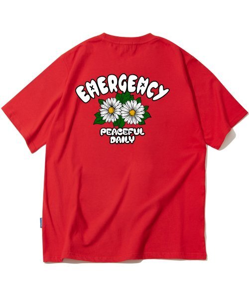 TRIPSHION(トリップション)の「ダブルデイジーフラワーグラフィックTシャツ - レッド(Tシャツ/カットソー・メンズ・その他・LARGE/MEDIUM/X-LARGE)」の1枚目の写真