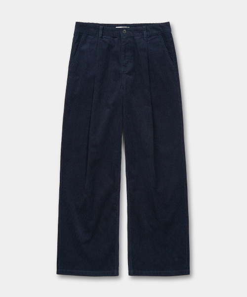 EXCONTAINER(エックスコンテナ)の「ワンタックワイドコーデュロイパンツ (ネイビー)(その他パンツ・メンズ・その他・X-LARGE/SMALL/MEDIUM/LARGE)」の1枚目の写真