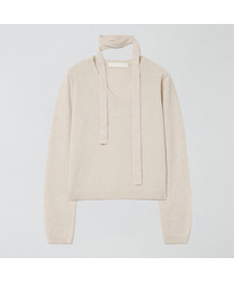 TIE SET V-NECK CASHMERE KNIT_OATMEAL