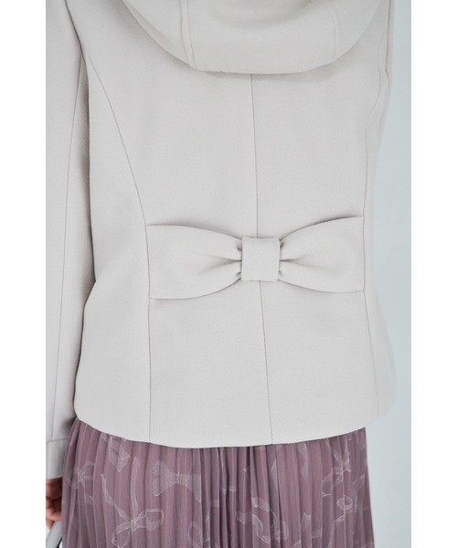 取り外し可能な2WAYファー付き後ろリボンショートコート（その他