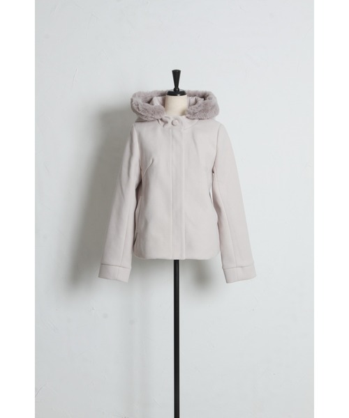 取り外し可能な2WAYファー付き後ろリボンショートコート（その他