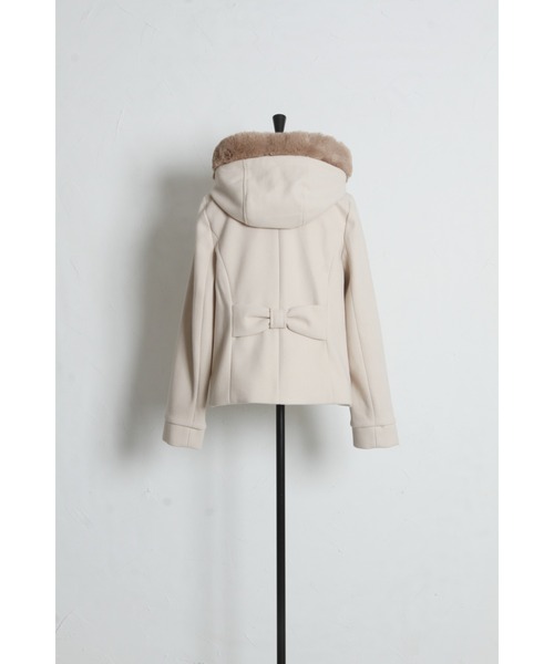 取り外し可能な2WAYファー付き後ろリボンショートコート（その他