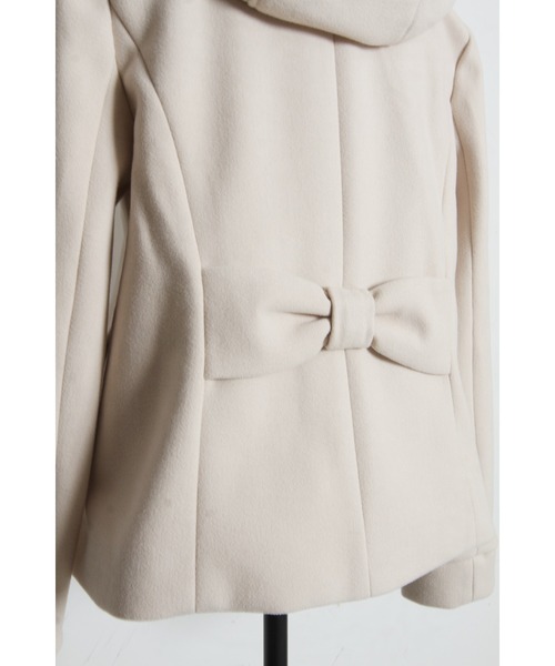 取り外し可能な2WAYファー付き後ろリボンショートコート
