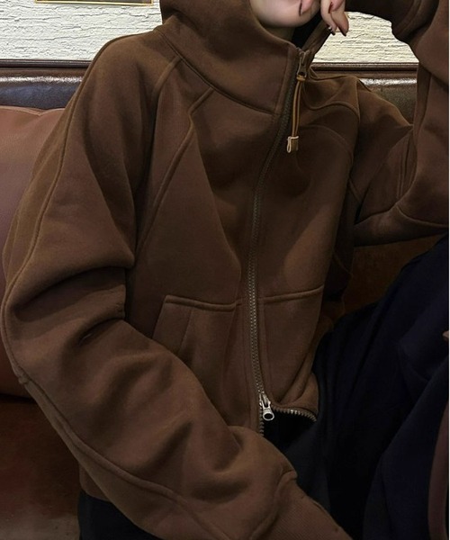 セール】フード付きダブルジップのフリースパーカー（パーカー