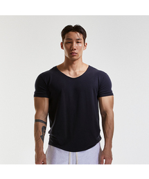 テンセルモーダルワイドUネックマッスルフィット半袖Tシャツ(ネイビー)
