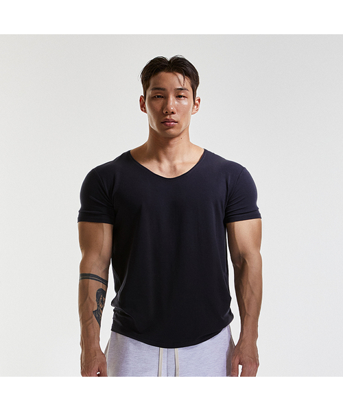 RVD(アールブイディー)の「テンセルモーダルワイドUネックマッスルフィット半袖Tシャツ(ネイビー)(Tシャツ/カットソー・メンズ・その他・LARGE/X-LARGE/2XL)」の1枚目の写真