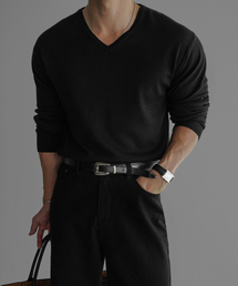 BOWLOW PRODUCT（バウロープロダクト）の「Silk Wool Blend V-Neck Knit [Black]（ニット/セーター・メンズ）」