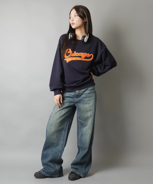 デニムワイドパンツ/ヒゲ加工/2サイズ展開（デニムパンツ）｜SPINNS