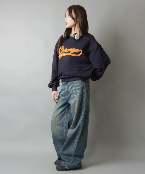SPINNS(スピンズ)の「デニムワイドパンツ/ヒゲ加工/2サイズ展開(デニムパンツ・レディース・ブラック/ブルー・S/M)」の19枚目の写真