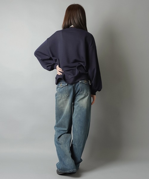 SPINNS(スピンズ)の「デニムワイドパンツ/ヒゲ加工/2サイズ展開(デニムパンツ・レディース・ブラック/ブルー・S/M)」の20枚目の写真