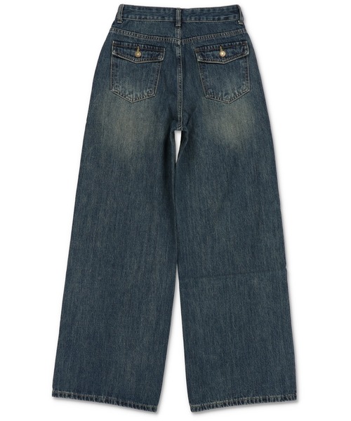 デニムワイドパンツ/ヒゲ加工/2サイズ展開（デニムパンツ）｜SPINNS