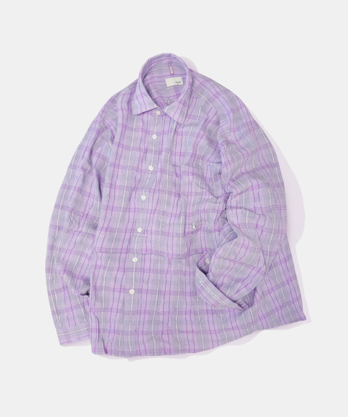 Detachable Crease Check Shirt S167 Pale Pink Purple（シャツ 