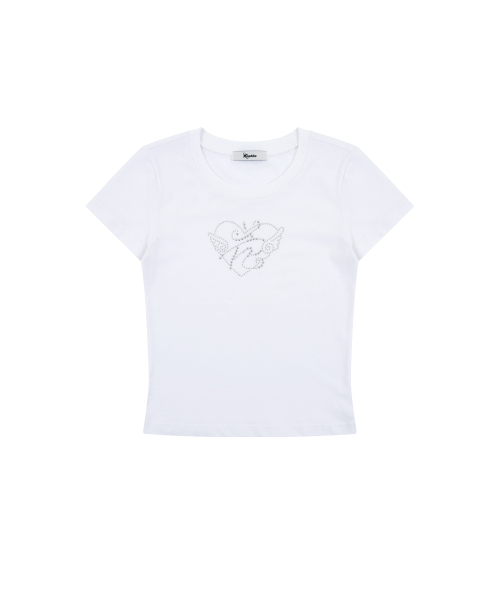 KASHIKO(カシコ)の「Flower Heart Baby Tee White(Tシャツ/カットソー・レディース・その他・SMALL/MEDIUM)」の1枚目の写真