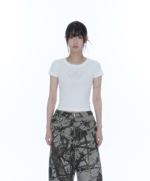 KASHIKO(カシコ)の「Flower Heart Baby Tee White(Tシャツ/カットソー・レディース・その他・SMALL/MEDIUM)」の3枚目の写真