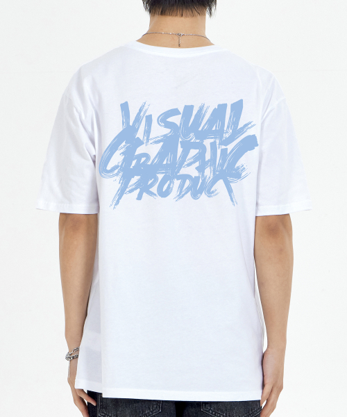 BY.L(バイエル)の「ペイントグラフィティロゴ半袖Tシャツホワイトスカイブルー(Tシャツ/カットソー・メンズ・その他・MEDIUM/LARGE/X-LARGE/XX-LARGE)」の1枚目の写真