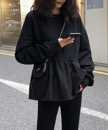裾フレアスウェットトップス