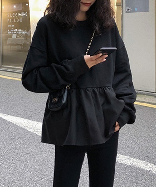 Flugge(フラッジー)の「裾フレアスウェットトップス(スウェット・レディース・ブラック/イエロー・MEDIUM/LARGE)」の1枚目の写真