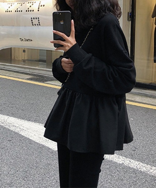 Flugge(フラッジー)の「裾フレアスウェットトップス(スウェット・レディース・ブラック/イエロー・MEDIUM/LARGE)」の3枚目の写真