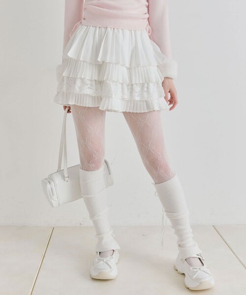 OLIVE des OLIVE（オリーブデオリーブ）の「プリーツティアードミニスカート（スカート・レディース・チャコールグレー/オフホワイト/ブラック・FREE）」の13枚目の写真