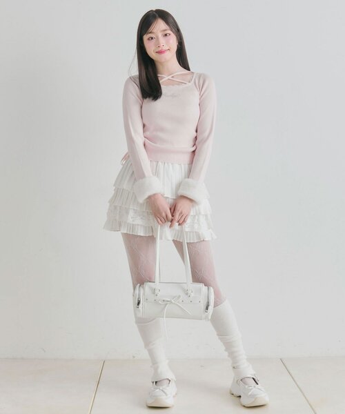 OLIVE des OLIVE（オリーブデオリーブ）の「プリーツティアードミニスカート（スカート・レディース・チャコールグレー/オフホワイト/ブラック・FREE）」の15枚目の写真