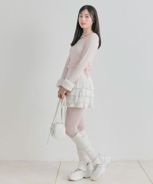 OLIVE des OLIVE（オリーブデオリーブ）の「プリーツティアードミニスカート（スカート・レディース・チャコールグレー/オフホワイト/ブラック・FREE）」の16枚目の写真