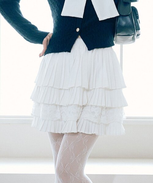 OLIVE des OLIVE（オリーブデオリーブ）の「プリーツティアードミニスカート（スカート・レディース・チャコールグレー/オフホワイト/ブラック・FREE）」の21枚目の写真