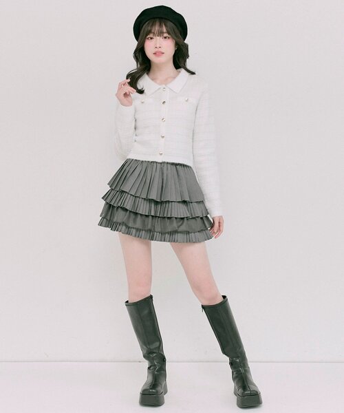 ロープリーツティアードミニスカート OLIVE des OLIVE（オリーブデオリーブ）の「プリーツティアードミニ