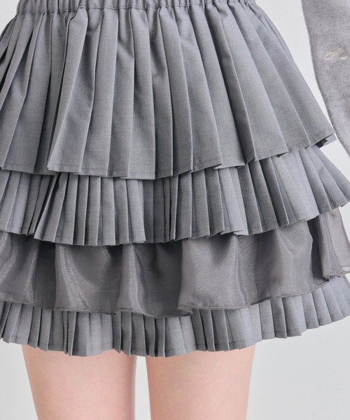 OLIVE des OLIVE（オリーブデオリーブ）の「プリーツティアードミニスカート（スカート・レディース・チャコールグレー/オフホワイト/ブラック・FREE）」の9枚目の写真