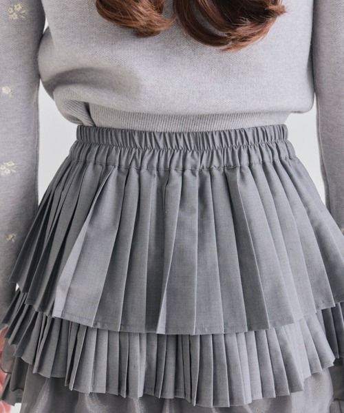 OLIVE des OLIVE（オリーブデオリーブ）の「プリーツティアードミニスカート（スカート・レディース・チャコールグレー/オフホワイト/ブラック・FREE）」の8枚目の写真