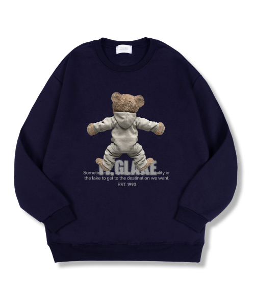 TI.GLAKE(ティーグレイク)の「ベアオーバーサイズ特別裏毛スウェットTシャツネイビー(スウェット・レディース・その他・MEDIUM/LARGE/X-LARGE/XX-LARGE)」の1枚目の写真
