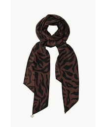 KUME（クメ）の「Patterned Skinny Silk Scarf, Brown（バンダナ/スカーフ）」