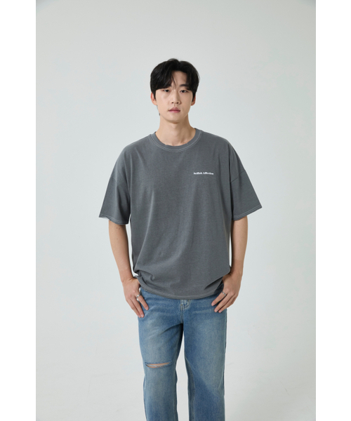 SELFISHAFFECTION(セルフィッシュ アフェクション)の「Distressed Figment Washed T-Shirt (Charcoal)(Tシャツ/カットソー・メンズ・その他・LARGE)」の1枚目の写真