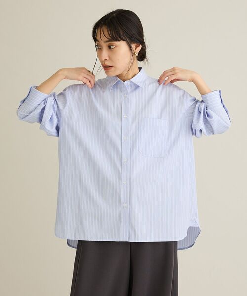 CRAFT STANDARD BOUTIQUE(クラフトスタンダードブティック)の「レギュラーカラーオーバーサイズシャツ(シャツ/ブラウス・レディース・ライトブルー/サックスブルー/ブルー・FREE)」の6枚目の写真